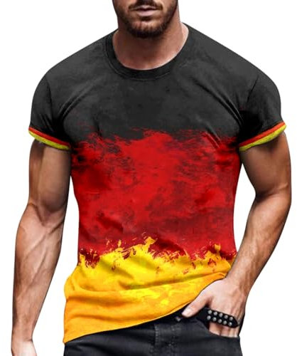 2024 Deutschland Em Trikot Herren Sommer Kurzarm T Shirt Mit Flagge Rundhals Fanartikel Fussball Lässig Shirt Oberteile Freizeit Sportshirt Auswärtstrikot Fan-Shirt Fußball Fan-Trikot Germany