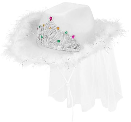 Boland 01449 - Hut Royal Bride mit Schleier, Cowboyhut für Mottoparty oder Karneval, Zubehör für Faschingskostüme und JGA