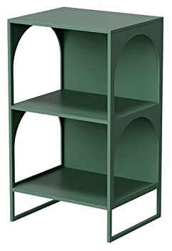 Couchtisch Kaffeetisch Grüner Nachttisch-Beistelltisch mit 2-stufigem Ablagefach, Bauernhaus-Sofa-Beistelltisch for kleine Räume, Nachttisch for Wohnzimmer, Schlafzimmer, stabiler Metallrahmen Sofatis