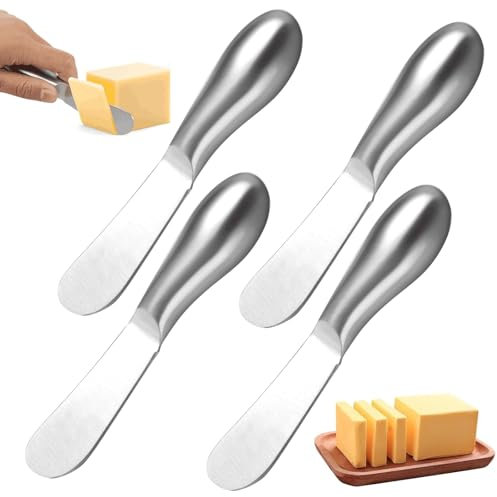 4 Pièces Couteaux à Beurre, Couteau à Crème, Couteau à Tartiner à Beurre, Épandeur de Fromage en Acier Inoxydable, Tartineurs en Acier Inoxydable, pour Couper ou Tartiner Beurre, Fromage, Confiture