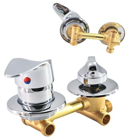 Robinet mitigeur de cabine de douche 2 voies Filetage de sortie d'eau/Intubation en laiton Distance 10 cm/12,5/14,5 cm Robinet de douche poli (vis 12,5 cm)