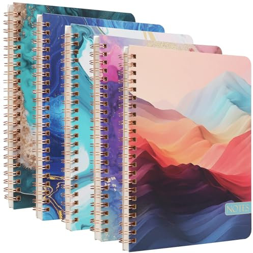 TIEFOSSI Carnet à spirale pour homme et femme, 8 mm de large, couverture rigide, 160 pages pour fournitures scolaires, bureau, 20,8 x 15,7 cm