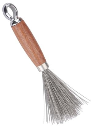 Cepillo de acero para limpieza, limpiador de ollas de acero inoxidable resistente con mango largo de madera, a prueba de óxido, limpieza eficiente de larga duración para platos y fregaderos