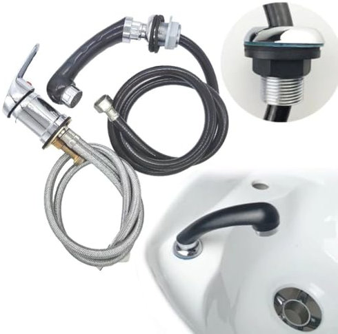 Mischbatterie Waschbecken Dusche mit Schlauch, herausziehbare Handbrause Mischbatterie Konverter Adapter Set, Friseur-Mischbatterie, für Salon