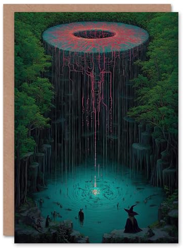 Artery8 Greeting Card Witch Forest Tree Of Life Surreal Fantasy Art Blank For Him Or Her Art Birthday Card