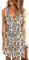AUSELILY Sommerkleid Damen Ärmellos V-Ausschnitt Minikeid Casual Button Down Strandkleid mit Taschen Aprikosen Schwarzes Blatt L