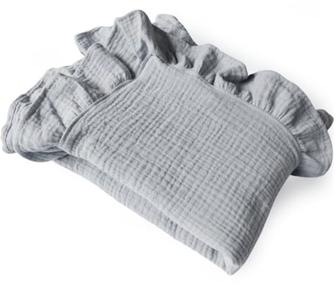 PEIPEIWU Premium Musselin Babydecke 120x120cm – Decke aus 100% Baumwolle - Kuscheldecke oder Schlafdecke, Pucktuch, Spucktuch für Baby, Neugeborene & Kinder (Grau)