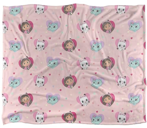 Gabby'S Dollhouse Pandy Paws Hearts Silky Touch Super Soft Throw Blanket 152 X 127 Cm