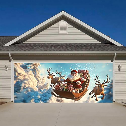 Weihnachtsmarkt Deko Festliches Weihnachtsbanner für die Garage–Fröhliche Feiertage für Ihre Garage(C,480X210cm)