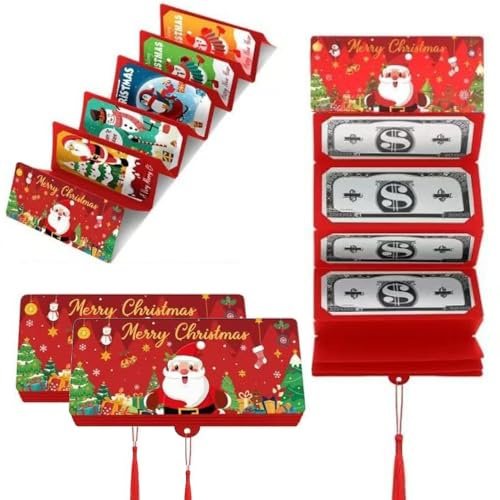 2 Stück Weihnachts-Geld- oder Geschenkkartenhalter 2026 Upgrade, mit 10 Fächern, CHristmas Cash Gifts Überraschung, Überraschung Christmas Cash Gift Envelope,Kartenhalter für Alle Jubiläen (1#)