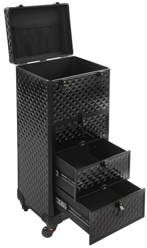 Loobiiny Kosmetikkoffer Trolley,Rollbarer Schminkkoffer Mit 3 Schubladen,Make Up Koffer,AbschließBarer Friseurkoffer NäGel Koffer,GepäCkstüCk