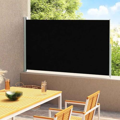 Emmtore Seitenmarkise Ausziehbar Schwarz,220 x 300 cm