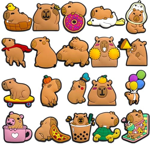 20PCS Capybara Croc Charms Set, Soft Rubber Shoe Croc Accessories for Kids & Adult, Colourful Jibbitz Decor for Sandals & Backpacks, Personality Customisation Gift for Capybara Lovers