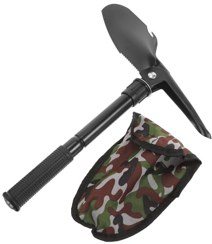Healeved Pelle de Détection de Métaux en Métal avec Pochette, Pelle à Sable Compacte et Légère, Outil Multifonction pour Jardinage, Camping, Randonnée et Détection D’Or, Accessoire Solide