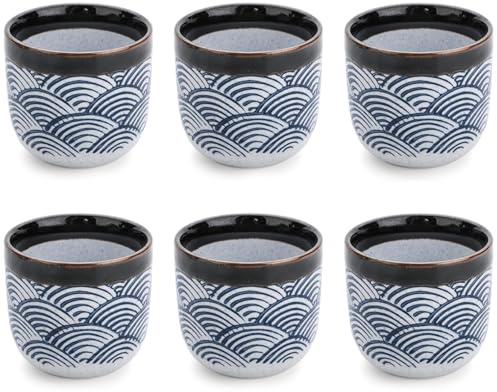 Juego de té chino, hojas de té sueltas, vajilla para bebedores de té, juego de regalo (6 tazas azules)