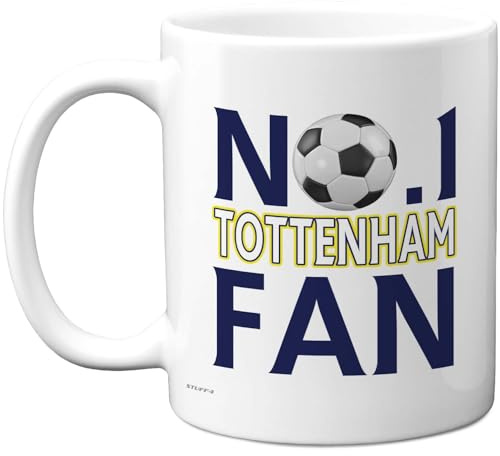 Stuff4 Novelty Mug for Tottenham Fans, No. 1 Tottenham Fan | Bold Navy Football Motif, Sporty Gift for Spurs Supporters, 11oz Ceramic Gloss Mug