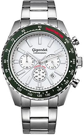 Gigandet Herrenuhr Chronograph Analog Quarzwerk mit Edelstahlarmband Chrono King G28-004