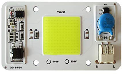 Tesfish LED Motor de luz 50W 220V COB chip blanco 6000K entrada integrado inteligente IC Driver Soldadura libre para foco Luz de inundación