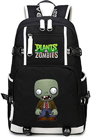 WANHONGYUE Plants vs. Zombies Game Backpack Student Schoolbag Laptop Book Bag Casual Dayback Black-2