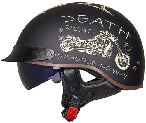 EBAYIN Casque Moto Homme Homologué Casque Bol Homologué Casque Moto Vintage Casque Jet pour Moto Casque Scooter Homme ECE Homologué Pilote Jet Casque Personnalité Casque de Moto,D-M=(57~58cm)