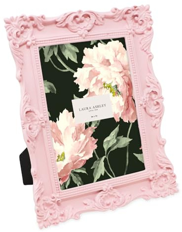 Laura Ashley Kunstvoller, handgefertigter Kunstharz-Bilderrahmen mit Staffelei und Haken für Tischplatte und Wand, dekoratives Blumendesign, Heimdekoration, Fotogalerie, Kunst, 10 x 10 cm, goldfarben