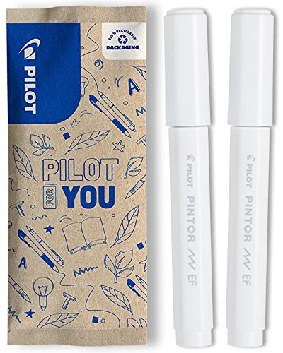 PILOT Pintor, Lot de 2 marqueurs créatifs (blanc), EF, Blanc, Lot de 2