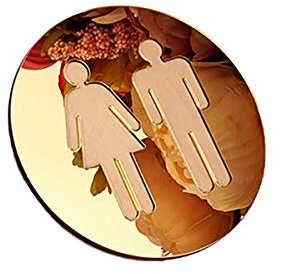 LKXHarleya WC-Schild, Verspiegeltes Acryl-TüRschild, Selbstklebendes WC-Schild Mit Schutzfolie, Schutzspiegel, Gold, 12x12cm