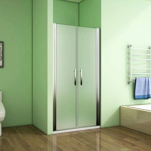 Aica Sanitär 80cm - Verstellbereich von 78-80 cm, Höhe: 195 cm, Duschabtrennung, Duschtür aus 6mm Milchglas mit Nanobeschichtung Splitterschutzfolie