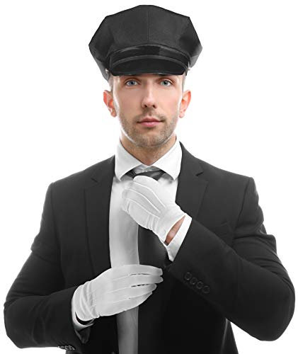 Balinco Set mit Chauffeur Mütze + Krawatte + weiße Handschuhe - die perfekte Ergänzung für Ihr Kostüm als Hochzeitsfahrer oder Fahrer/Chauffeur