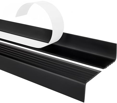 Nez de marche profilé d'escalier, PVC, adhésif et antidérapant, noir, 40x25, 200cm, ND