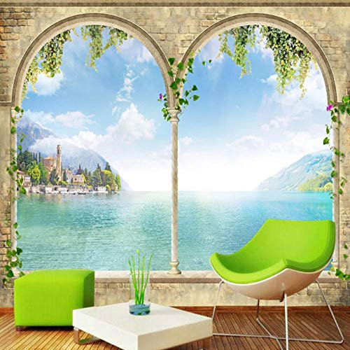 Tapete Vlies Wandtapete Römische Bogeninsellandschaft: Art Fototapete Vlies Tapeten Wandtapete XXL Moderne Wanddeko Wohnzimmer Schlafzimmer Büro Flur-350x256cm