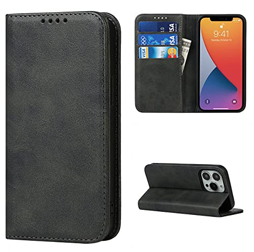 Copmob iPhone 13 Pro Case, Flip Wallet Leather Case [3 Slots] [Stand Function] [Magnetic Closure] Flip Cover Case for iPhone 13 Pro – Black
