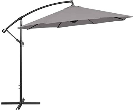 Uniprodo UNI-UMBRELLA-R300DG-N | Ampelschirm | Sonnenschirm | Dunkelgrau rund Ø 300 cm neigbar | Gartenschirm | Terrassenschirm | Sonnenschutz für Balkon, Terrasse & Garten | Pendelschirm