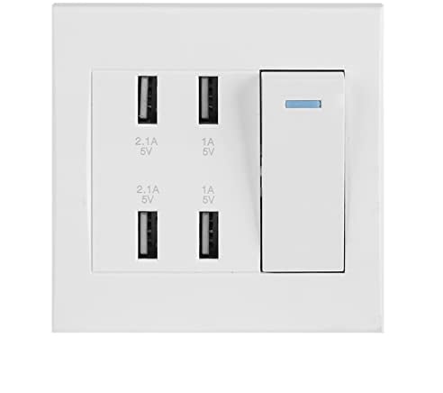 BuyWeek USB-Wandsteckdose, 5 V, 2,1 A/1 A, 4 Anschlüsse, USB-Wandsteckdose, Wandmontage, Ladebuchse (220 ~ 250 V)