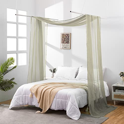 JADE POKE Taupe Durchsichtiger Betthimmel Schal 288 Zoll lang, Betthimmel für Mädchen Erwachsene, Dekorative Betthimmel Schals Vorhang Vorhänge für Hochzeit, Fenster Volant Vorhang Breit 52, King