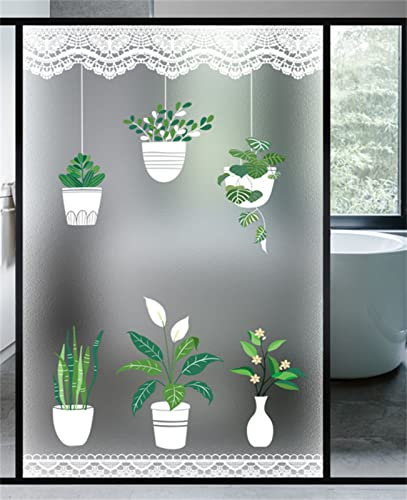 Vinilo para Ventana,Vinilo para Ventana Privacidad 3D Película,Película Decorativa Opaca,para Puertas de Cristal Decorativos Oficina Cocina Y Hogar(90x200 cm, Encaje en Maceta)