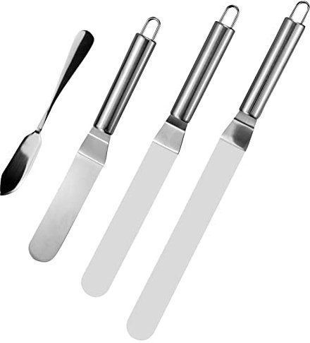Spatola da pasticceria con angoli, spatola per pallet in acciaio inox, spatola decorativa per glassa di torte, cupcake e pasticceria, confezione da 4