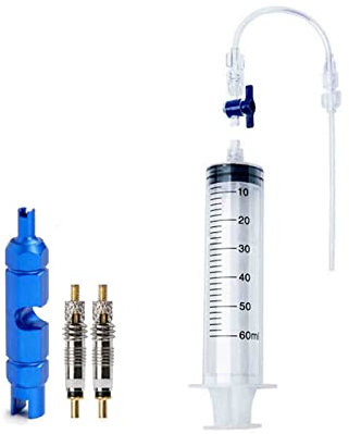 WSHuayee Bike Injector Kit 2.1oz/60ml Tire Sealant Injector Syringe BikeTubeless Sealant Syringe with Presta Schrader Valve Core Removal Tool for Most Sealants