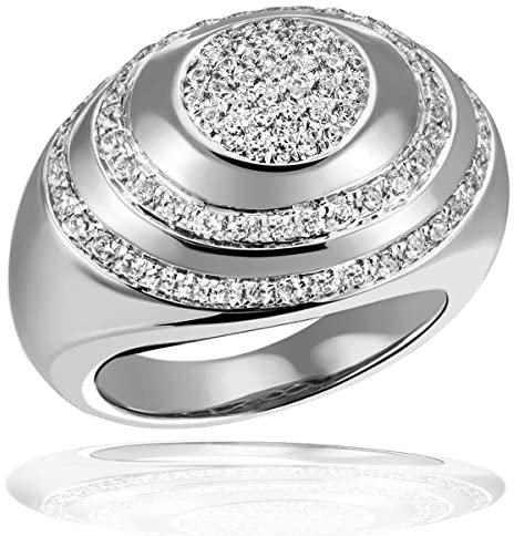goldmaid Damen Ring 925 Sterlingsilber, gemusterter Boden, 105 Zirkonia weiß, poliert (58)