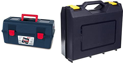 Tayg - Caja herramientas plástico nº 25 & Maleta herramientas eléctricas no 40, Color Azul Oscuro, 385 x 330 x 130 mm