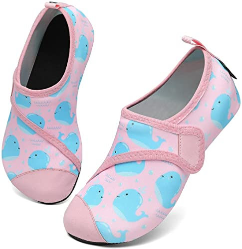 SAGUARO Chaussures Aquatiques Enfant Chausson de Piscine Séchage Rapide Antidérapante Chaussettes d'eau Fille Garçon pour Plage Mer Natation Sport Nautiques, Touch X, Rose Pâle, 26/27 EU