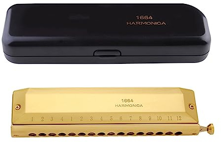 mundharmonika 16-Loch 64-Ton Goldene Chromatische Mundharmonika. 16-Loch Chromatische Mundharmonika