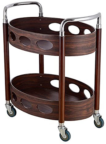 TEmkin Küchen-Servierwagen, ovaler Barwagen mit 4 Rädern, 2-stufiger Deluxe-Tablett Oben, rollender Servierwagen für Küche, Wohnzimmer, Hotel, Wein/T