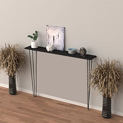[en.casa] Konsolentisch Kokemäki Beistelltisch mit Hairpinlegs 120 x 18 x 82 cm für Wohnzimmer Flur Wohnzimmertisch Metallgestell Schwarz