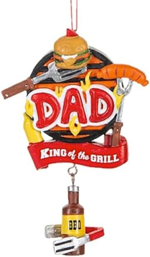 The Bridge Collection Dad, King of The Grill Grill-Ornament – Grillkönig Weihnachtsbaumschmuck – Vatertag Ornament – Papa Ornament