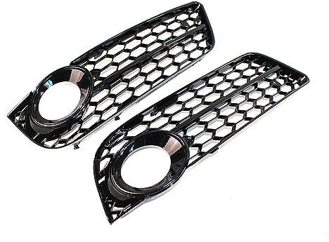 EASTERTIME Nero Chrome Car Paraurti anteriore Fendinebbia Lampada Griglia Griglia Copertura Mesh Nido d'ape Adatta for Audi A5 Coupe/Sportback 2008-2011Cabriolet 10-118T0 807 682 Griglia del paraurti