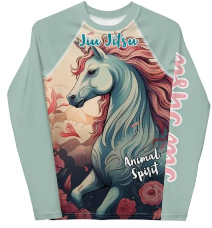 Youth No Gi Girls Jiu Jitsu Rash Guard - Unicorn, MMA, BJJ, Wrestling, Martial Arts