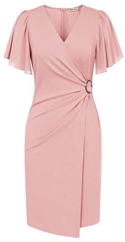 GRACE KARIN Robe Crayon pour Femmes élégante en Mousseline de Soie Robe de soirée Festive Moulante Robes de soirée Gris Rose M