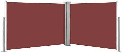 Rantry Markisen für den Außenbereich, Seitenmarkise, einziehbar, Seitenmarkise, doppelte Trennwand, winddicht, für Balkon, Garten, Terrasse, Braun, 120 x 1000 cm