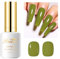 Imtiti Green Gel Nail Polish, 15ml Olive Green Gel Polish Soak Off LED UV Nail Gel Polish Autumn Winter Gel Nail Polish DIY Nail Art Starter Manicure Salon Gel Nail Kit
